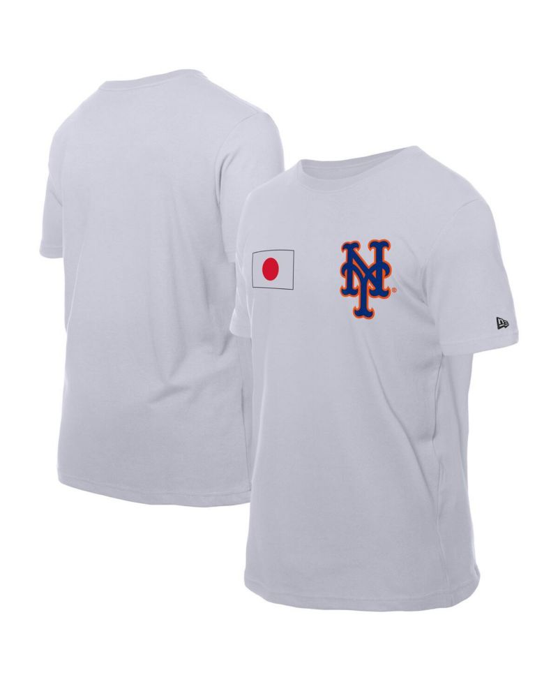 Men's White New York Mets Japanese Flag T-Shirt