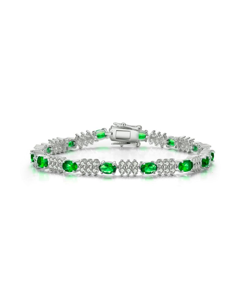 Sterling Silver Colored Cubic Zirconia Tennis Bracelet