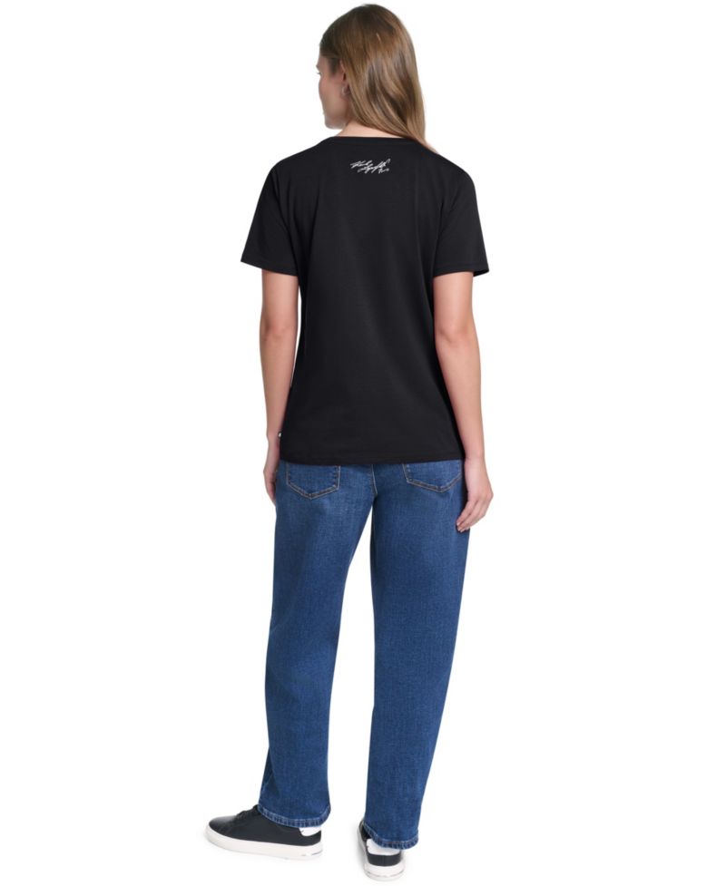 Women's Sparkle Paris Scene Crewneck Short-Sleeve T-Shirt