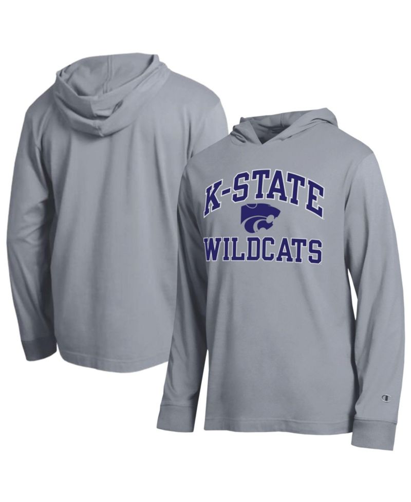Men's Heather Gray Kansas State Wildcats High Motor All-Star Long Sleeve Hooded Sweatshirt
