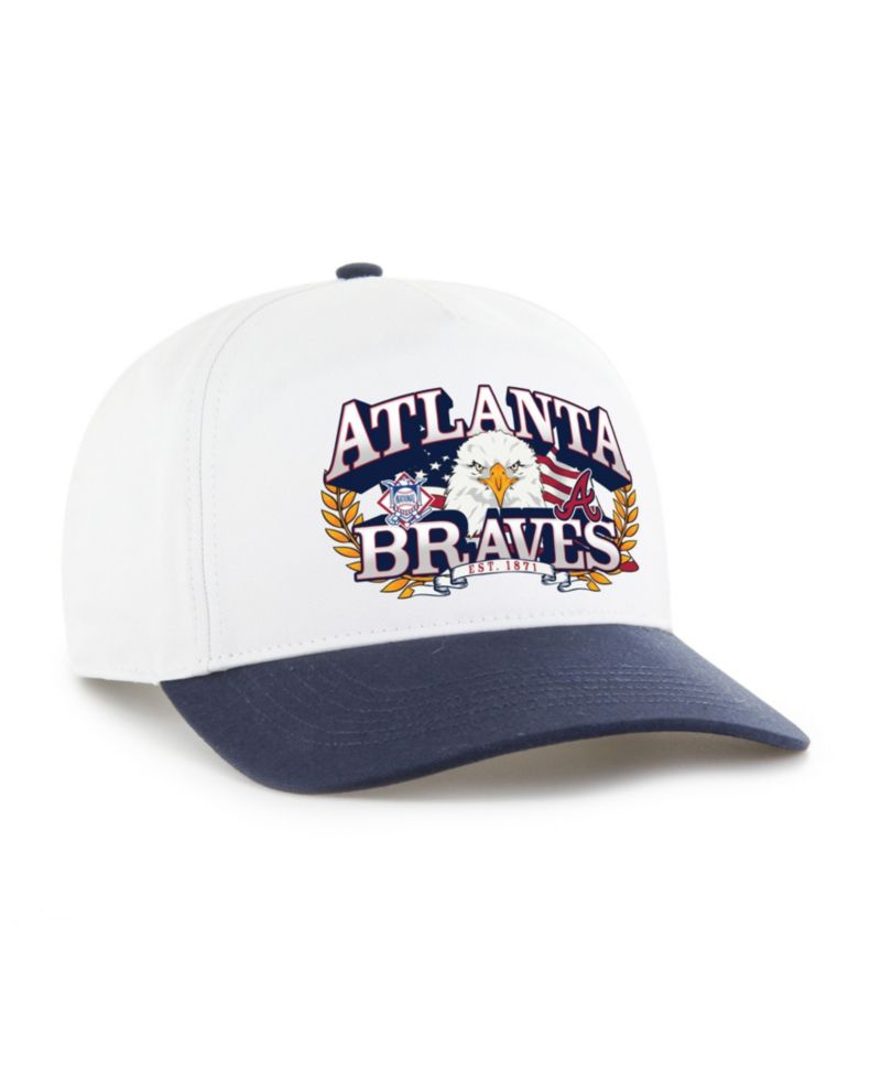 Men's White/Navy Atlanta Braves Americana Eagle Hitch Adjustable Hat