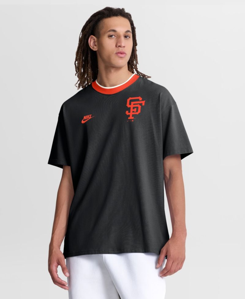 Men's Black San Francisco Giants Cooperstown Collection Ringer T-Shirt