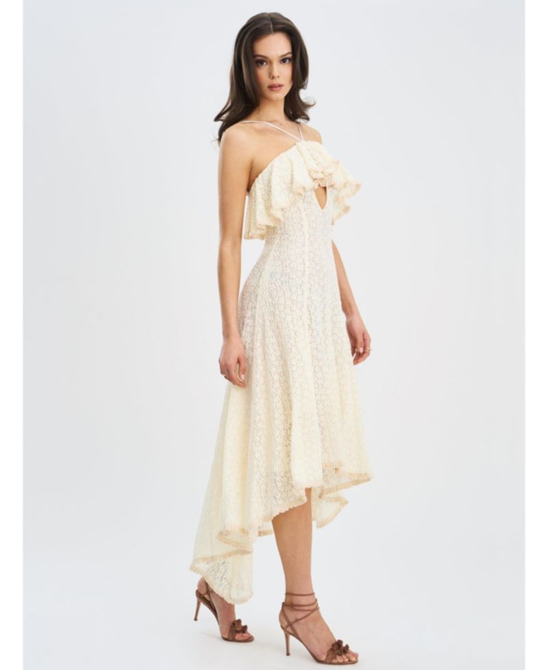 Women's Idra Lace Trim Sleeveless Crochet Midi Trailing Dress