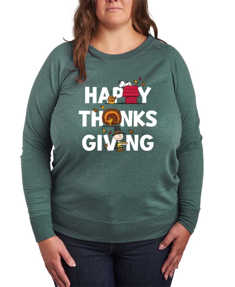 Plus Size Peanuts Happy Thanksgiving Graphic Pullover Top