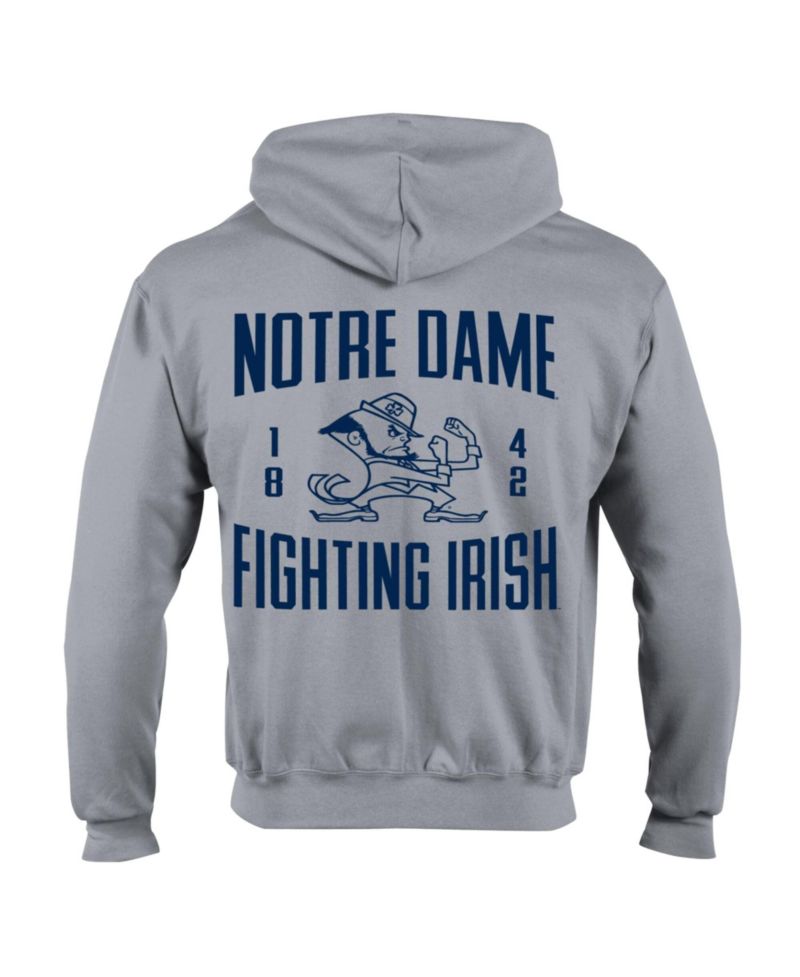 Men's Heather Gray Notre Dame Fighting Irish Varsity Powerblend Full-Zip Fleece Hoodie