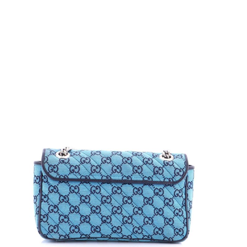 Small GG Marmont Flap Bag Diagonal Quilted GG Canvas with Leather