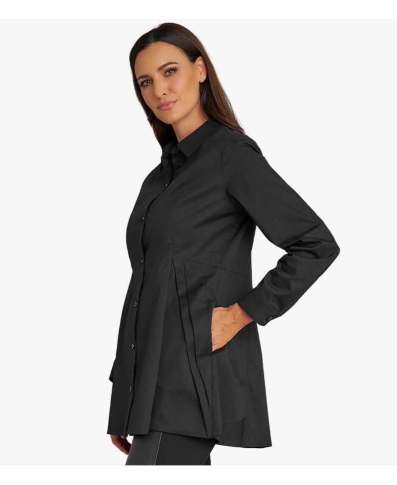 Women's Long Sleeves Cotton Poplin Diagonal Tuck Way Ahead Tunic