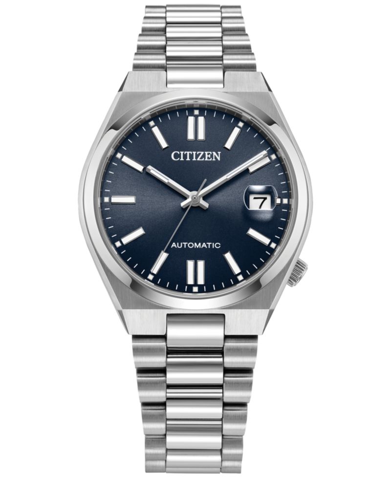 Men's Sport Luxury Tsuyosa Automatic Silver-Tone Stainless Steel Bracelet Watch 37mm