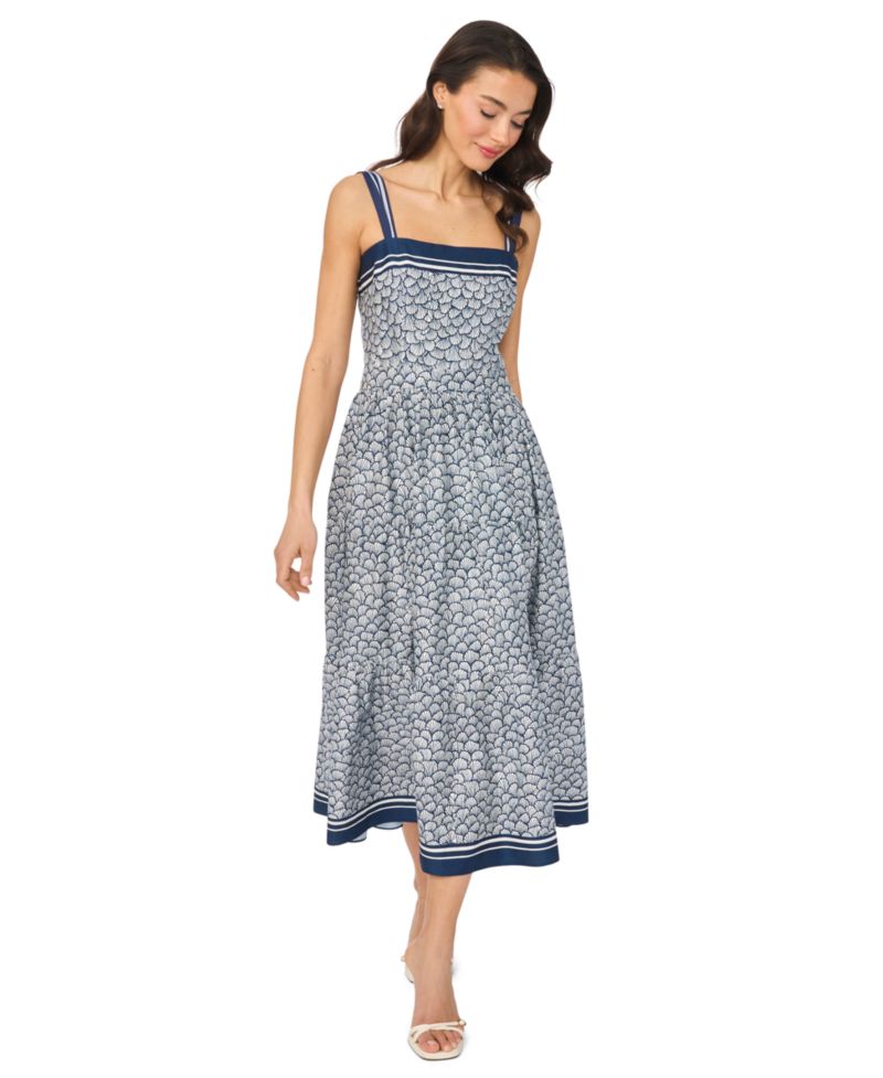 Women's Sleeveless Square Neck Tiered Midi Dress