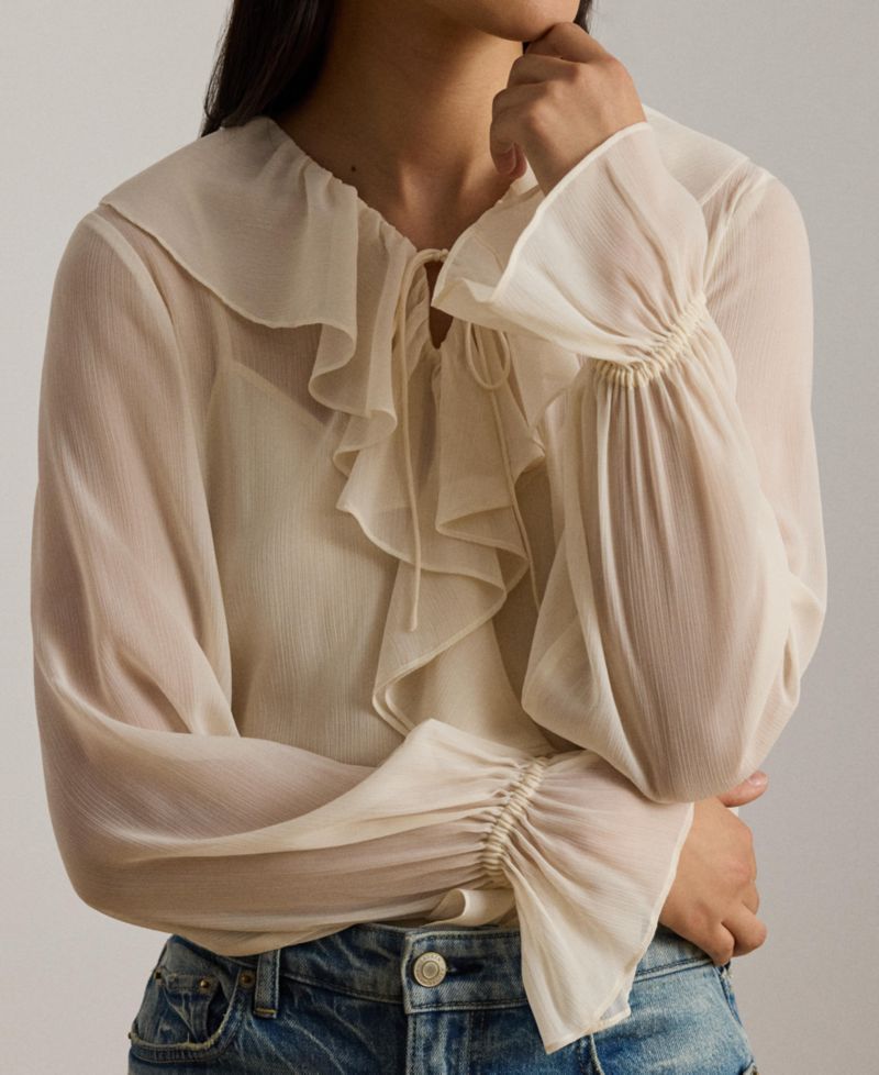 Women's Ruffle-Trim V-Neck Blouse
