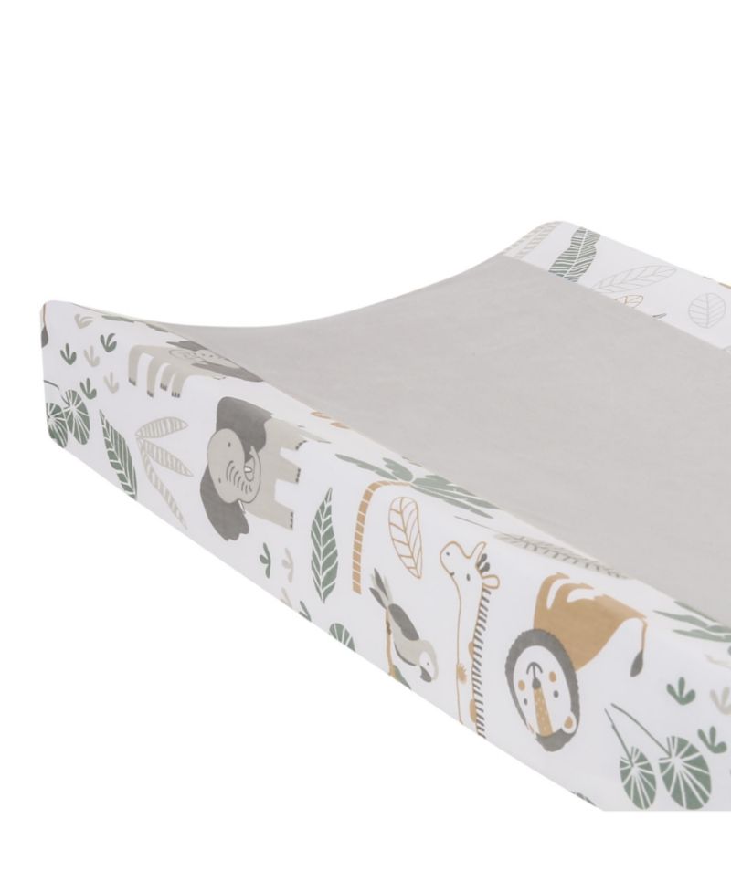Lambs and Ivy Jungle Friends Soft, Warm and Cozy Safari Changing Pad Cover - Gray