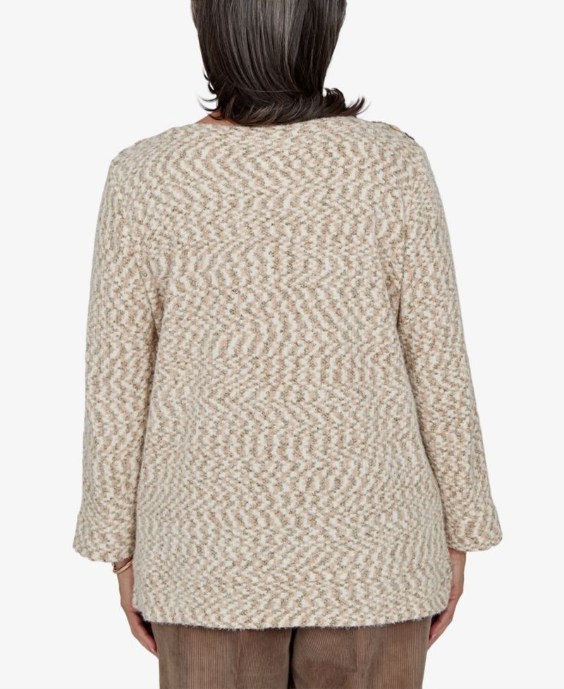 Petite Boat-Neck 3/4-Sleeve Loose Sweater