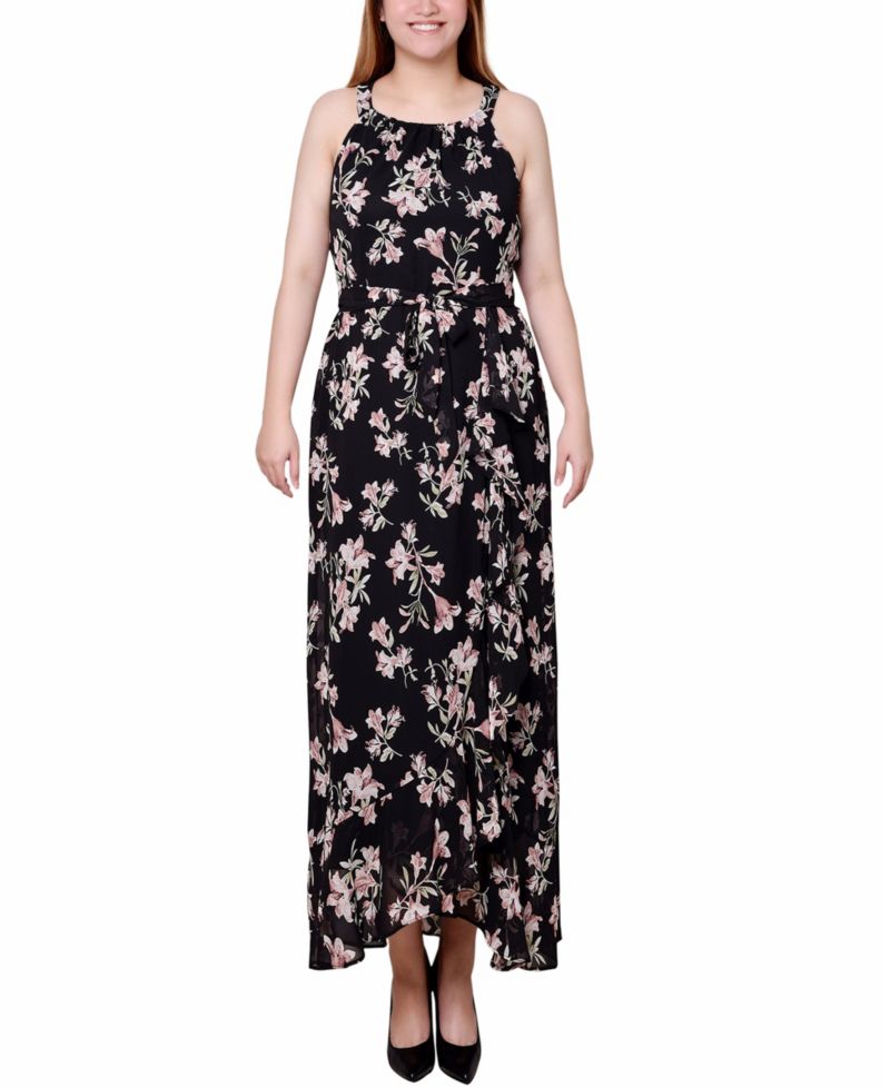 Petite Halter Front Chiffon Maxi Dress