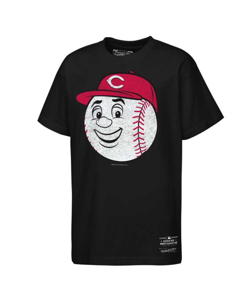 Big Boys and Girls Black Cincinnati Reds Big Face Mascot T-Shirt