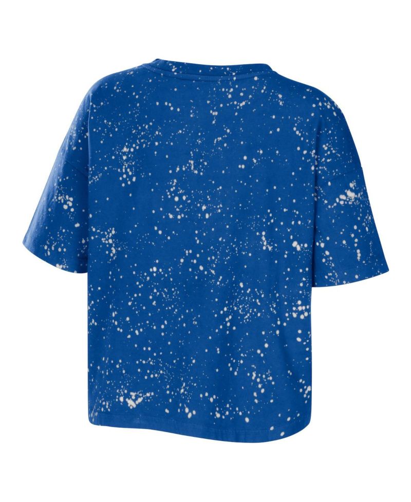 Women's Royal Florida Gators Bleach Wash Splatter Cropped Notch Neck T-shirt