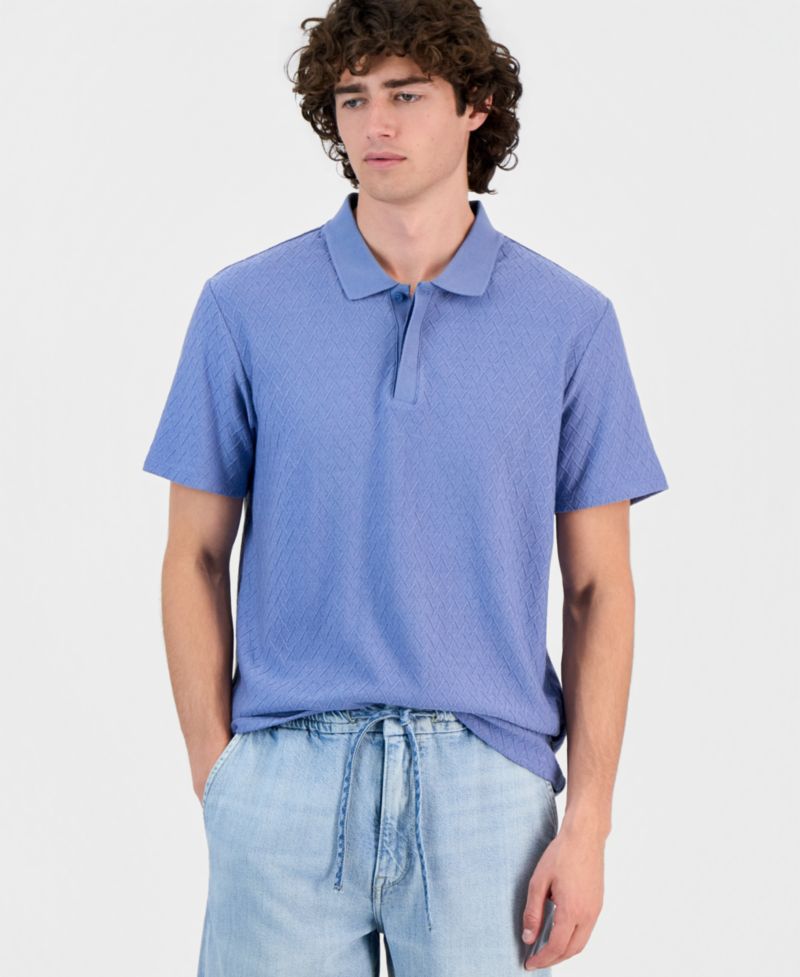 Men's Diagonal Texture Interlock Zip Polo