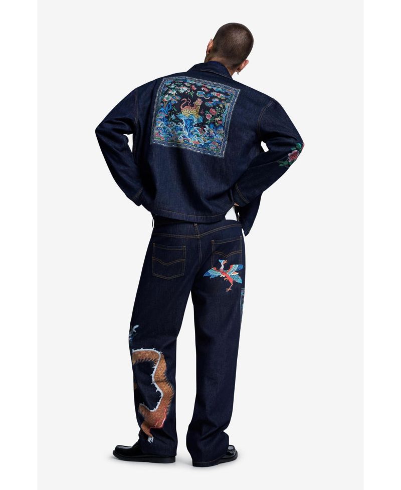 Men's Straight-Leg Figurative Embroidery Jeans