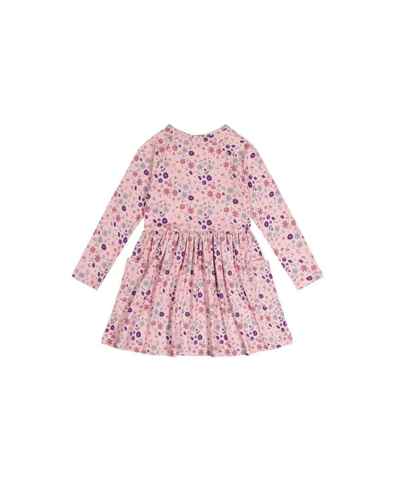 Little and Big Girl 6-12 Long Sleeve Dress Print Daisies