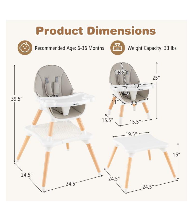 Toddler 6 in 1 High Chair Ages 6-36 Months