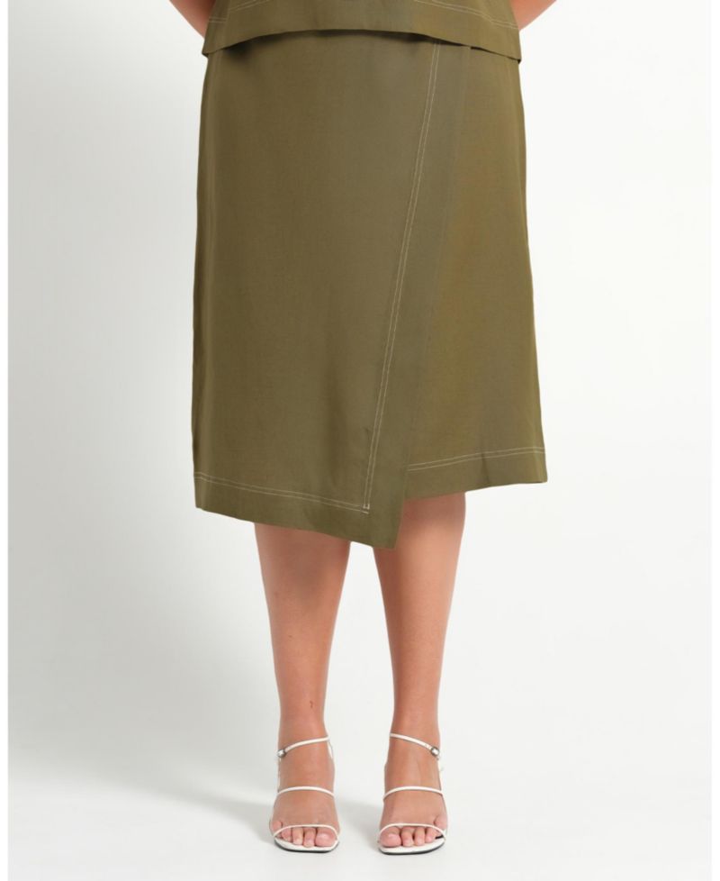 Plus Size Women' s Sonnet Linen Summer Wrap Midi Skirt