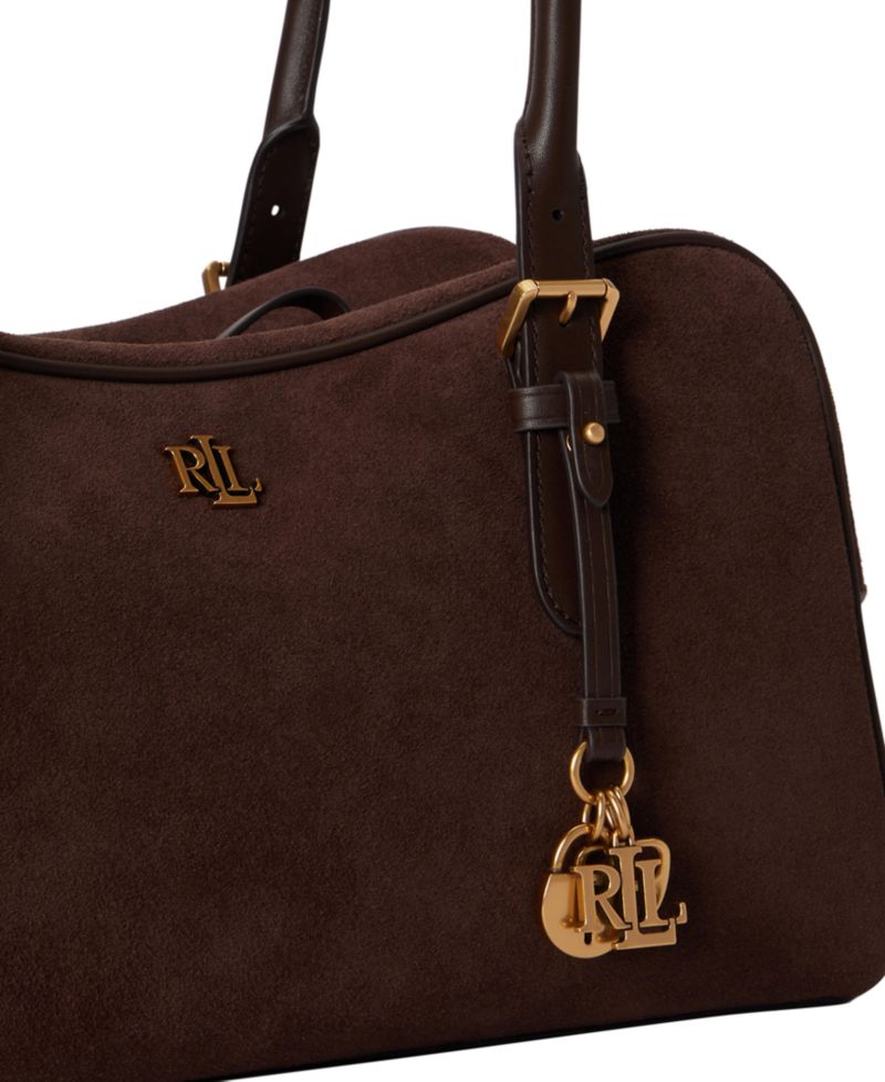 Marcy Zipper Suede Charms Large Satchel Bag