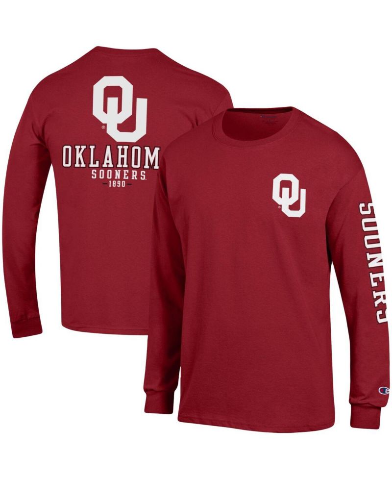 Men's Crimson Oklahoma Sooners Team Stack Long Sleeve T-shirt