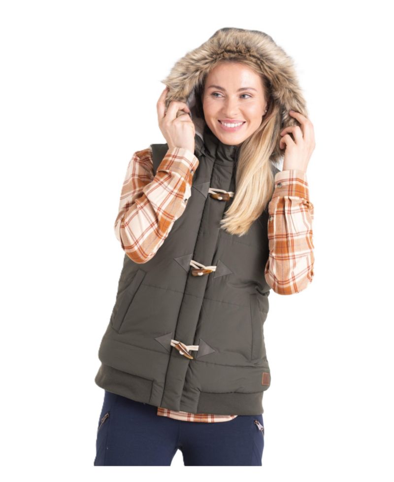 Women's Quilted Toggle Hooded Puffer Vest