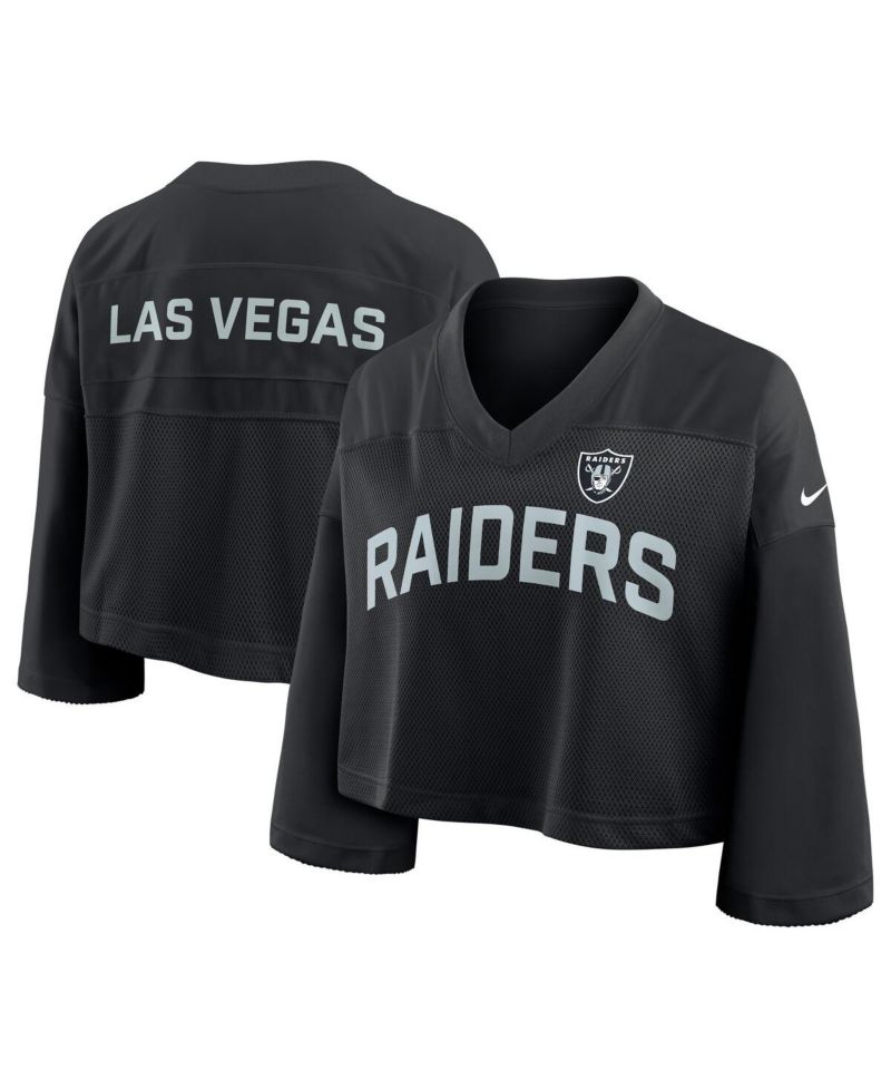 Women's Black Las Vegas Raiders Primetime Cropped Mesh Dri-FIT Fashion Jersey