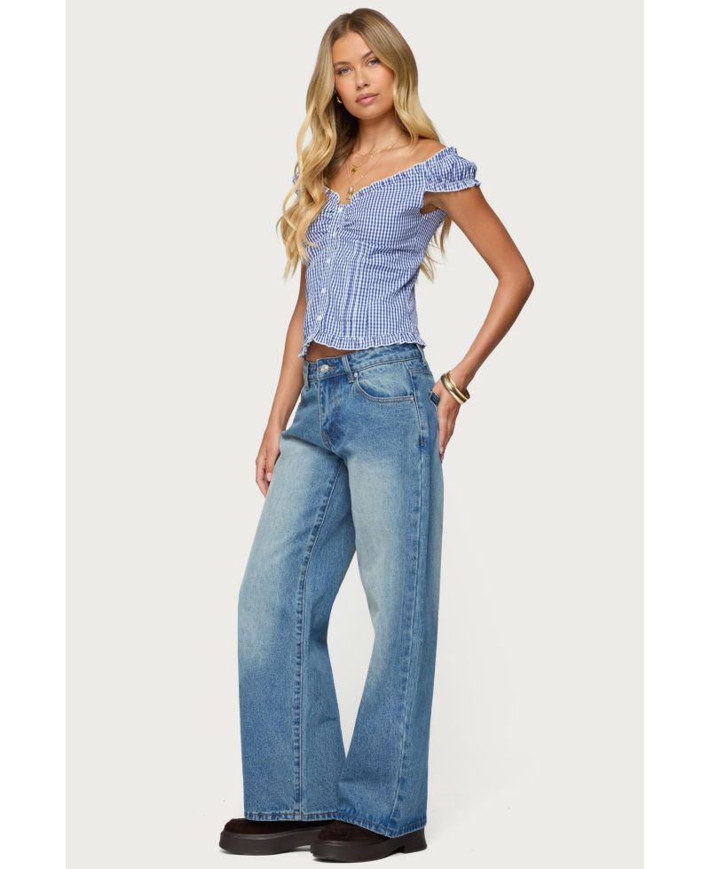 Women's Dorothie Gingham Button Up Top