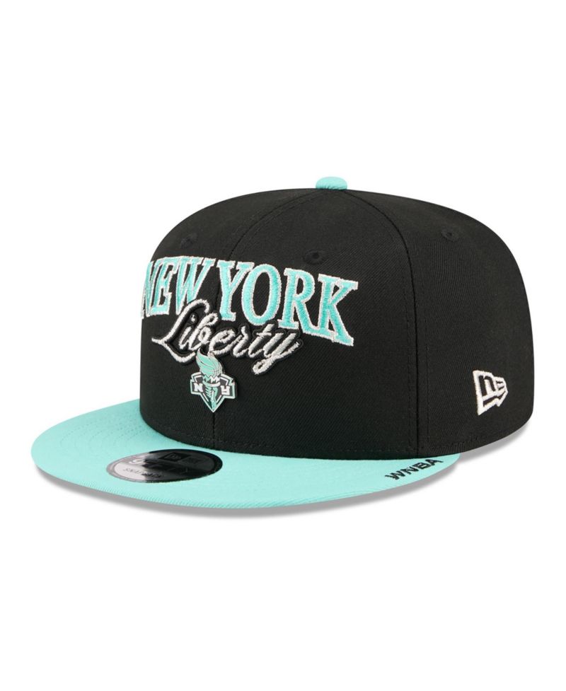 Men's and Women's Black/Mint New York Liberty WNBA Tip-Off 2026 Metal Badge A-Frame 9FIFTY Snapback Hat