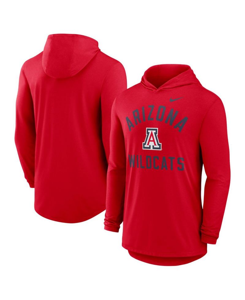 Men's Red Arizona Wildcats Classic Arch Tri-Blend Long Sleeve Hoodie T-Shirt