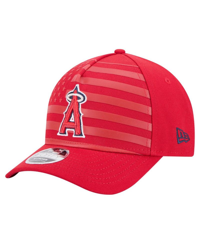 Men's Red Los Angeles Angels American Flag 9FORTY M-Crown A-Frame Adjustable Hat