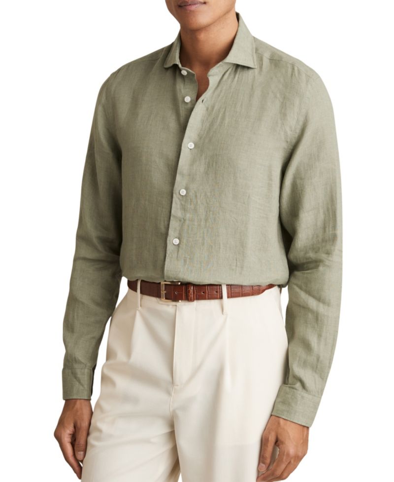 Men's Ruban Linen Cutaway Collar Regular Fit Shirt