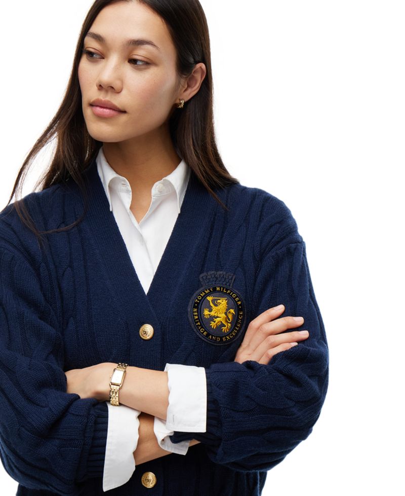 Women's American Icons Cable-Knit V-Neck Cardigan