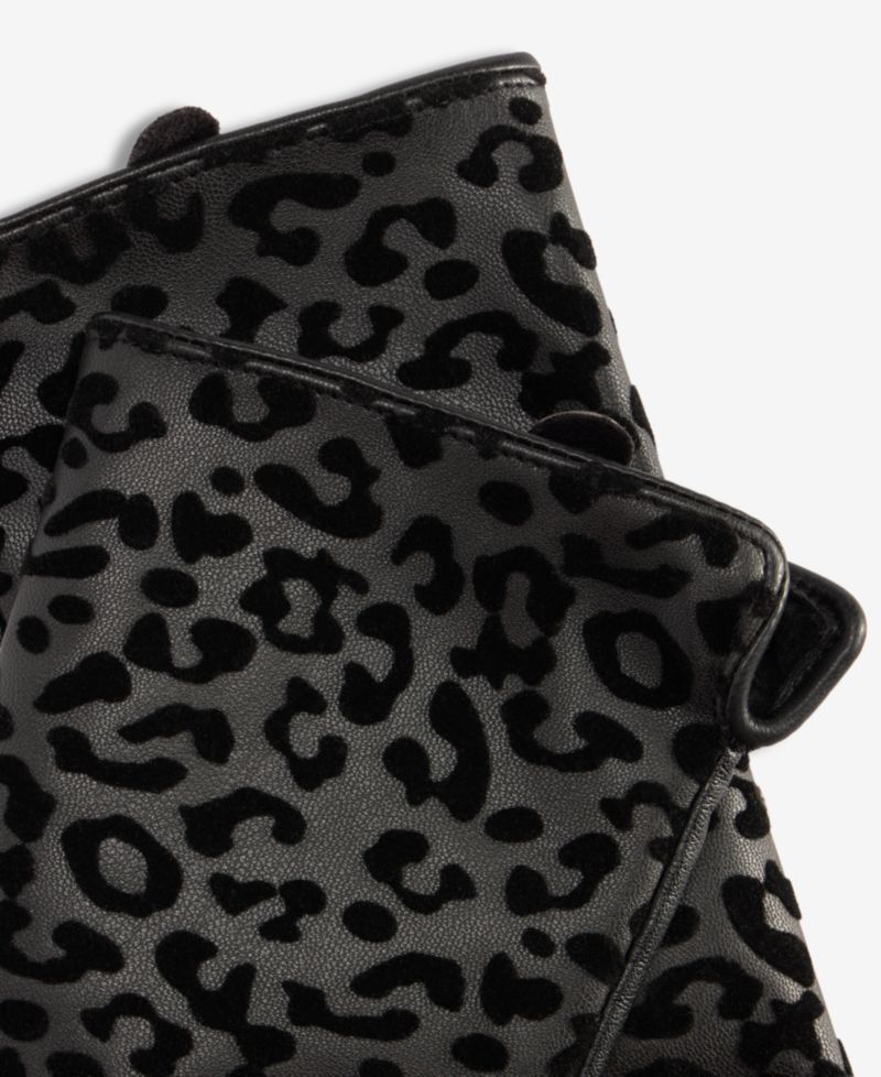 Women's Leopard-Print Flocked Gloves