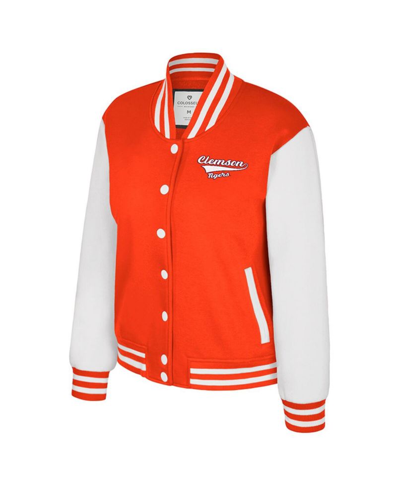 Women's Orange Clemson Tigers French Baguette Full snap Fleece Jacket