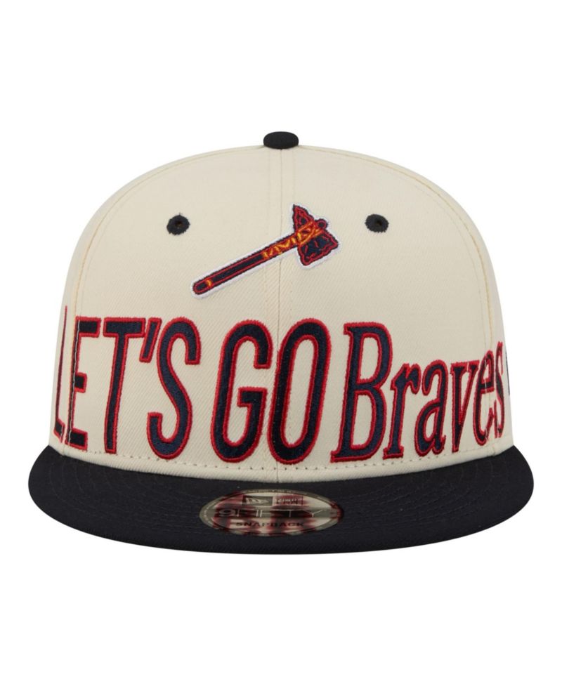 Men's Cream Atlanta Braves Oversized Slogan 9FIFTY Snapback Hat