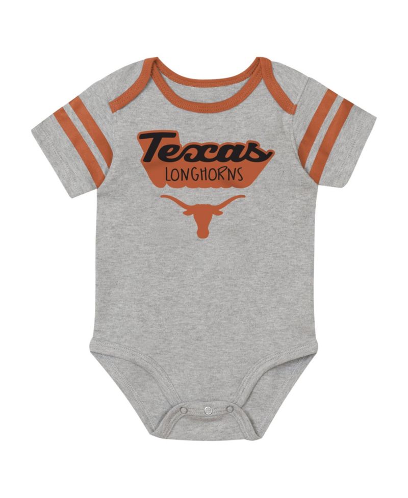 Baby Boys and Girls Texas Orange/Black/Gray Texas Longhorns Star Player Three-Piece Bodysuit Set