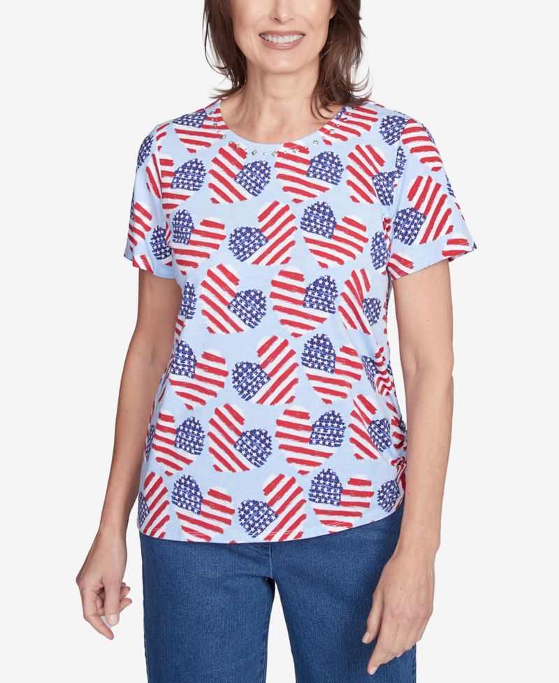 Women's Flag Heart Top with Side Ruching