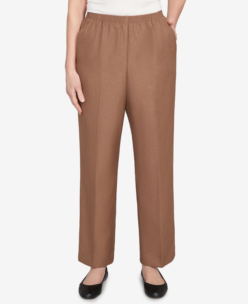 Plus Size Classic Signature Fit Textured Trousers Pants with All-Around Elastic Waistband