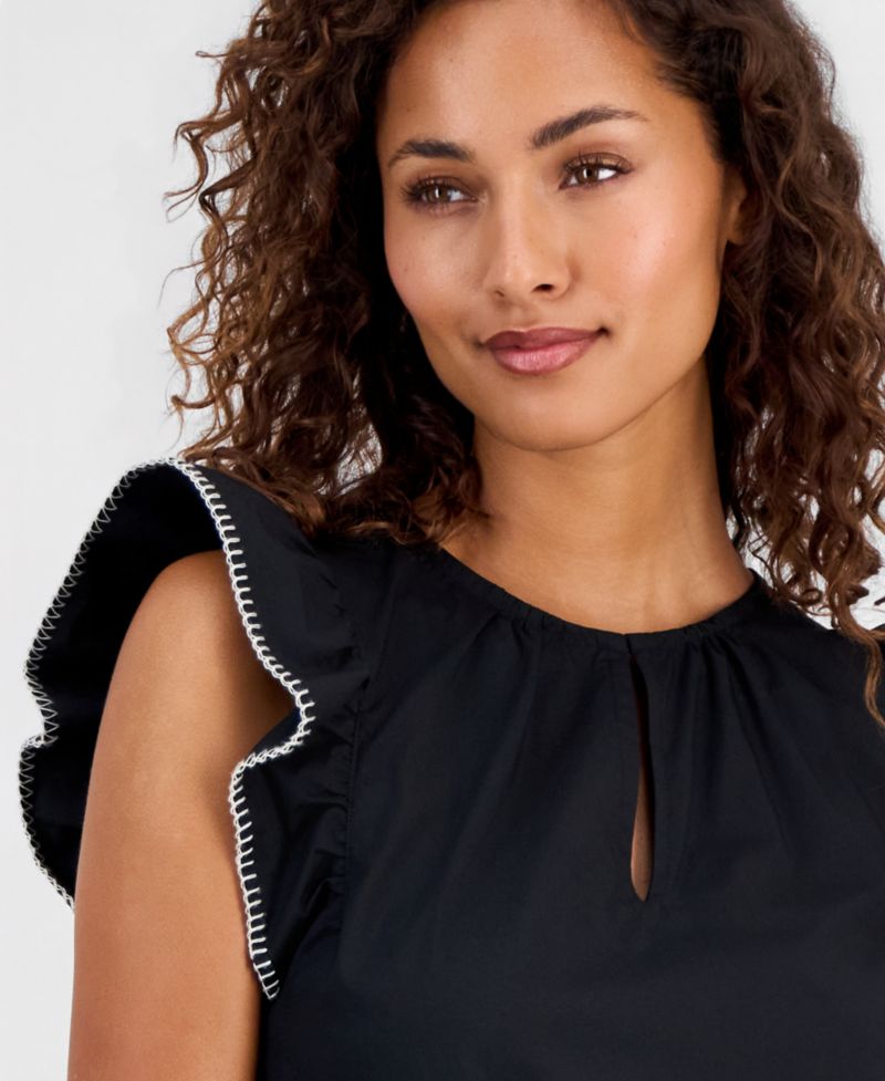 Women's Stitch Flutter Sleeve Blouse