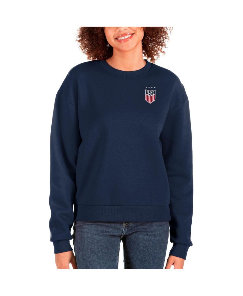 Women's Navy USWNT Victory Crewneck Pullover Sweatshirt