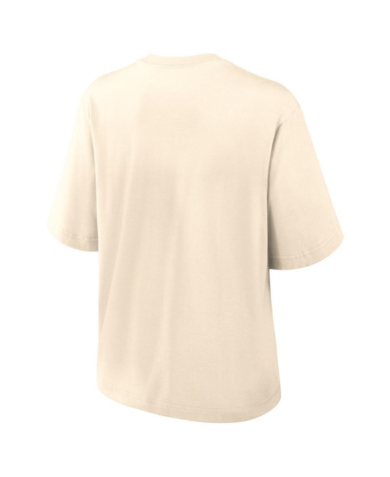 Women's Cream Michigan Wolverines Established Tag Boxy T-Shirt