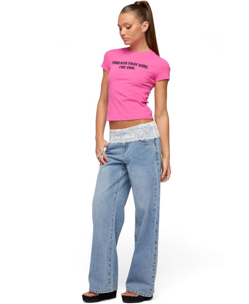 Women's Lacey Foldover Low Rise Baggy Jeans