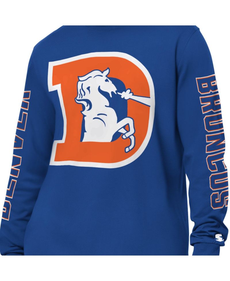 Men's Royal Denver Broncos Clutch Hit II Logo Long-Sleeve T-Shirt