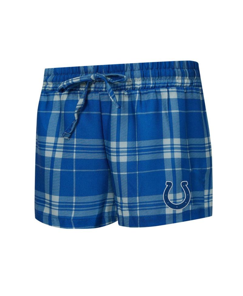Women's 2-Piece Heather Gray/Royal Indianapolis Colts Regulate Plaid Long-Sleeve T-Shirt Shorts Sleep Set