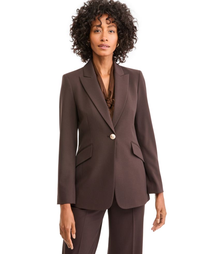 Petite One-Button Peak Lapel Stretch Blazer