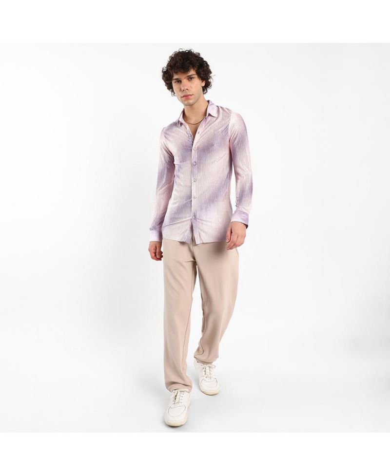 Men's Ombre-Pleated Shirt