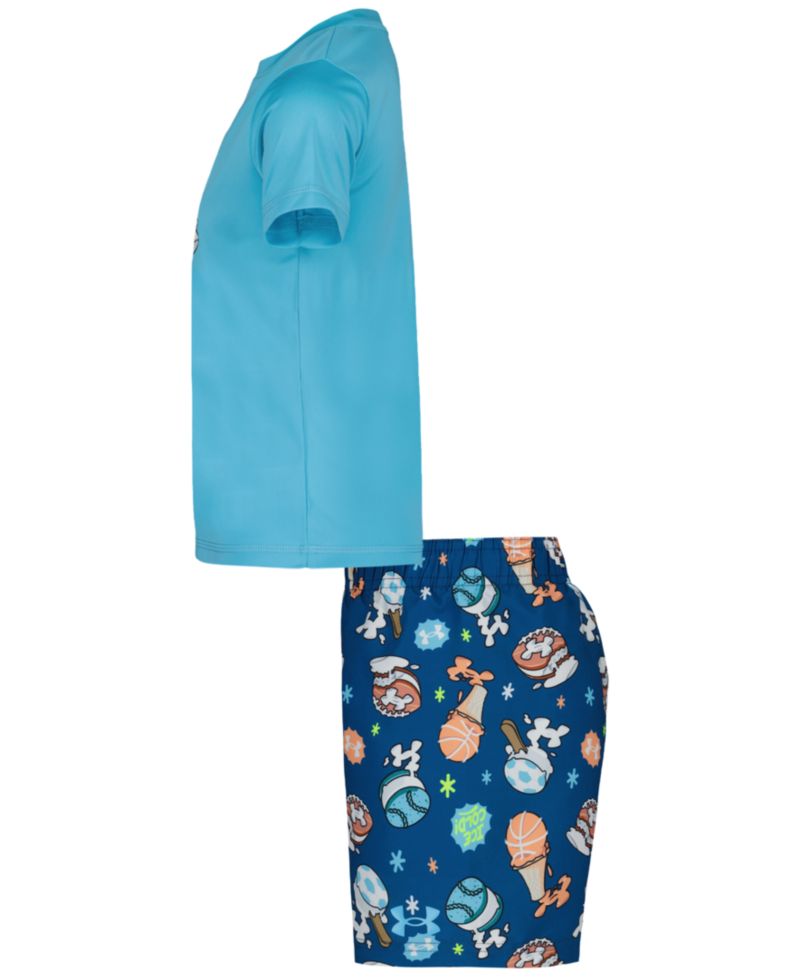 Boys' 4-7 Ice-Cream Printed Swim T-Shirt and Shorts, 2-Piece Set
