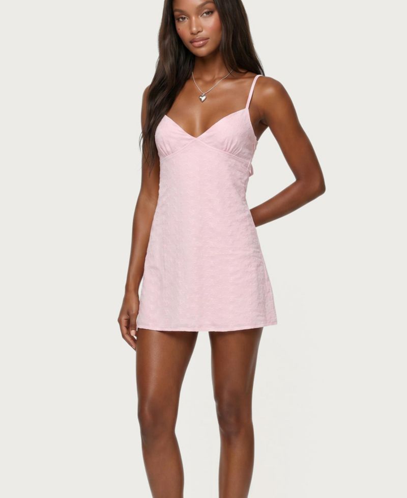 Women's Iman Embroidered Cotton Cutout Mini Dress